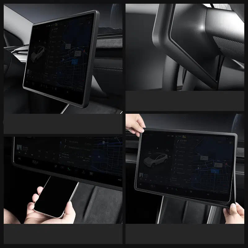 TESLA MODEL Y JUNİPER İÇİN UYUMLU SİLİKON EKRAN KORUYUCU ÇERÇEVE SİYAH